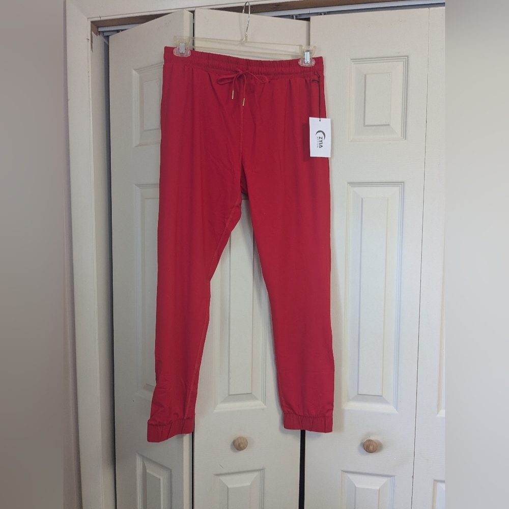 ZYIA Red Track Pants Athletic Joggers